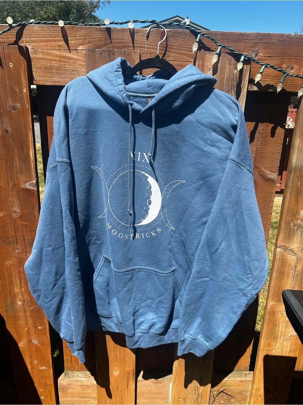 MOONTRICKS MERCH Gildan Blue Men's Hooded Sweatshirt with Moon Graphic